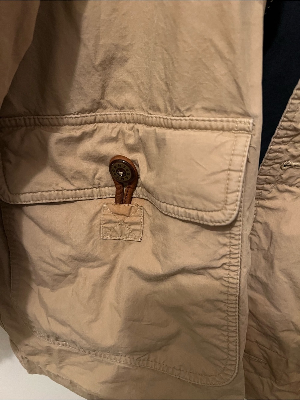 Gant Beige Field Jacket with Brown Leather Collar - Picture 9 of 10